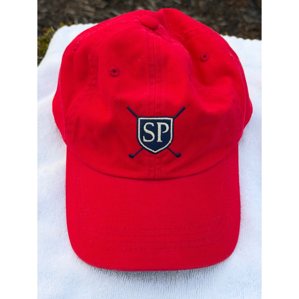 Southern Proper Red Golf Shield Logo Baseball Hat Adjustable Cotton Cap Mens